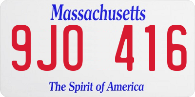 MA license plate 9JO416