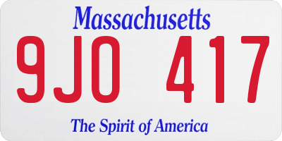 MA license plate 9JO417