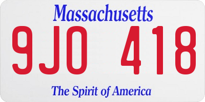 MA license plate 9JO418