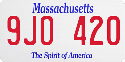 MA license plate 9JO420