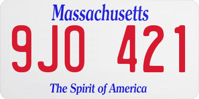 MA license plate 9JO421