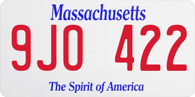 MA license plate 9JO422