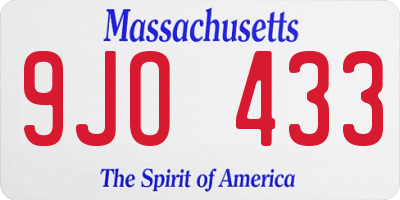 MA license plate 9JO433