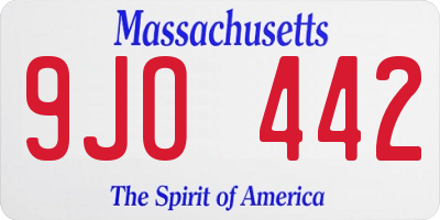 MA license plate 9JO442