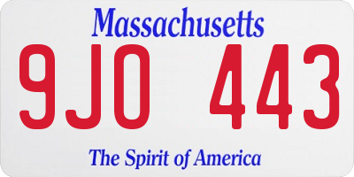 MA license plate 9JO443