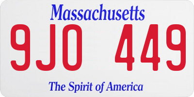 MA license plate 9JO449