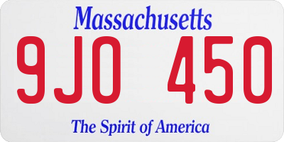 MA license plate 9JO450