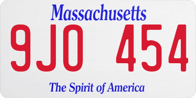 MA license plate 9JO454