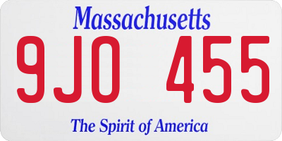 MA license plate 9JO455