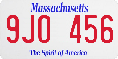 MA license plate 9JO456