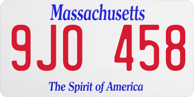 MA license plate 9JO458
