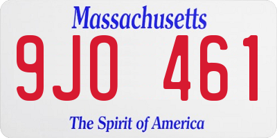 MA license plate 9JO461