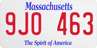 MA license plate 9JO463