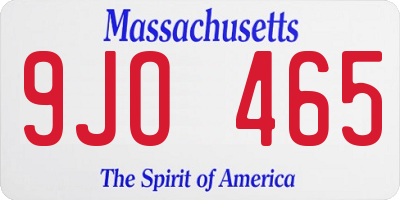 MA license plate 9JO465