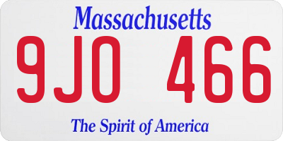MA license plate 9JO466