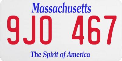 MA license plate 9JO467