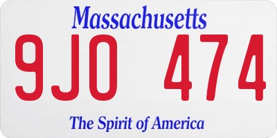 MA license plate 9JO474