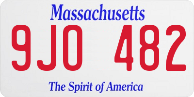 MA license plate 9JO482