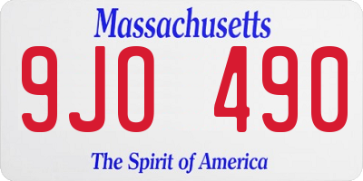 MA license plate 9JO490
