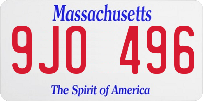 MA license plate 9JO496