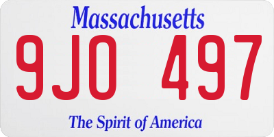 MA license plate 9JO497