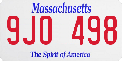 MA license plate 9JO498