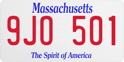 MA license plate 9JO501