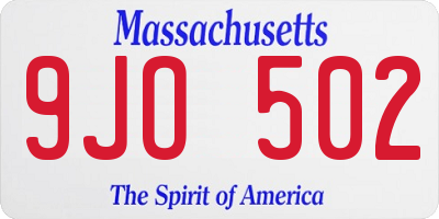 MA license plate 9JO502