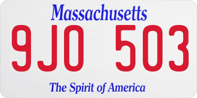 MA license plate 9JO503
