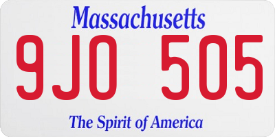 MA license plate 9JO505