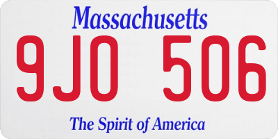 MA license plate 9JO506