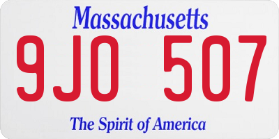 MA license plate 9JO507