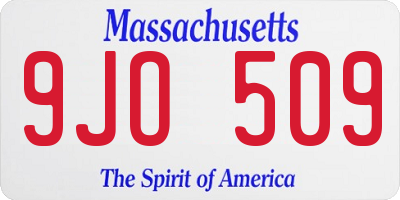 MA license plate 9JO509