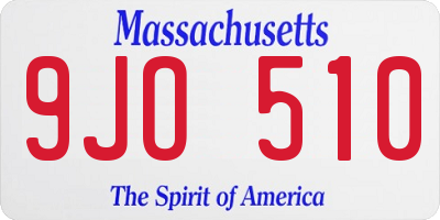 MA license plate 9JO510