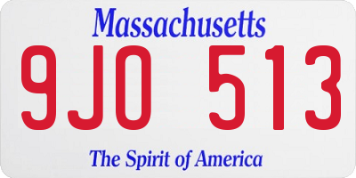 MA license plate 9JO513