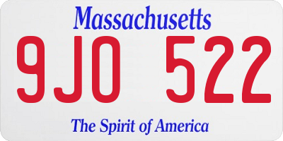 MA license plate 9JO522