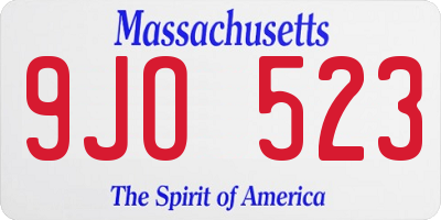 MA license plate 9JO523