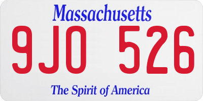 MA license plate 9JO526