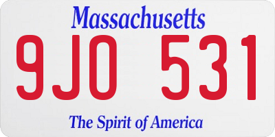 MA license plate 9JO531