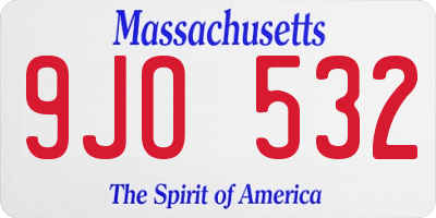 MA license plate 9JO532