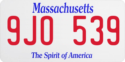 MA license plate 9JO539
