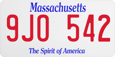 MA license plate 9JO542