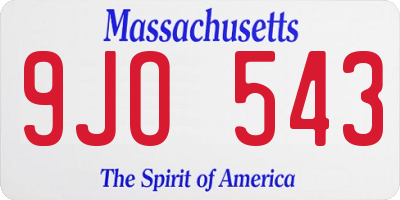 MA license plate 9JO543