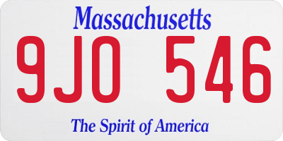 MA license plate 9JO546