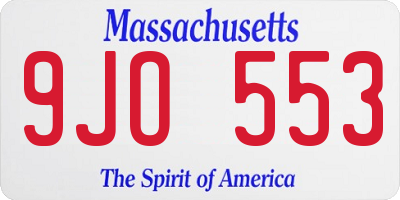 MA license plate 9JO553
