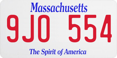 MA license plate 9JO554