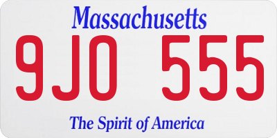 MA license plate 9JO555