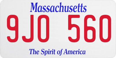 MA license plate 9JO560