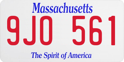MA license plate 9JO561