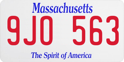 MA license plate 9JO563